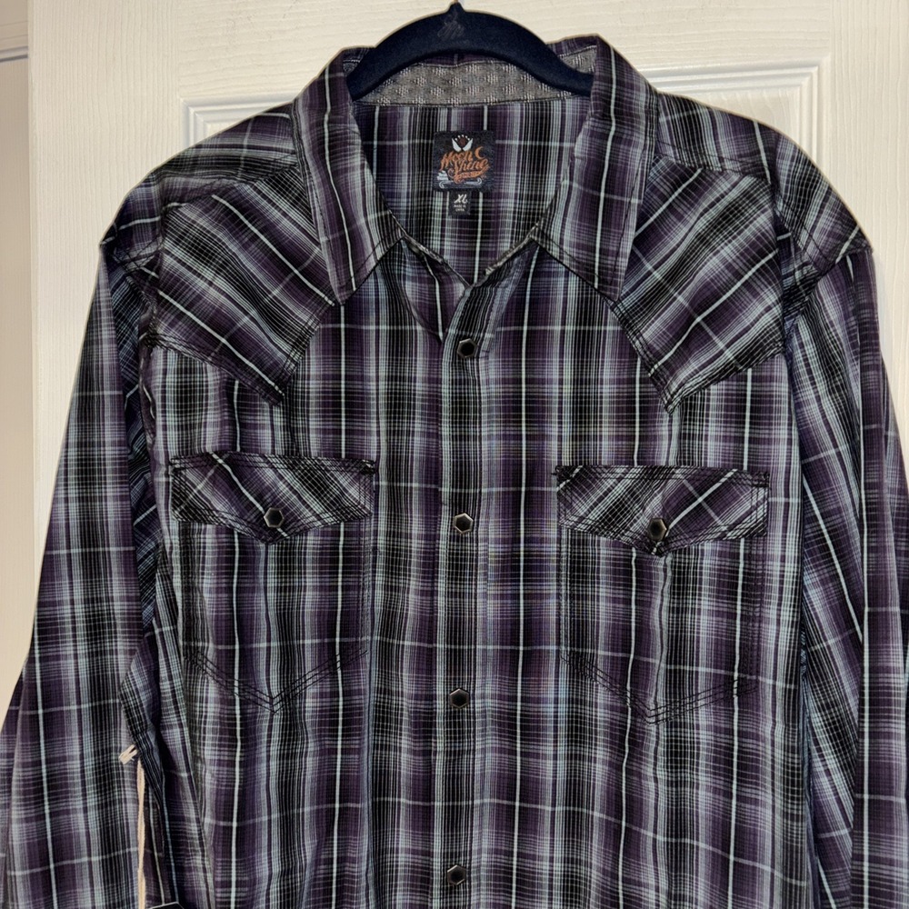 NWT Moonshine Spirit Brad Paisley XL Throwdown Plaid Western Shirt Snaps  $59
